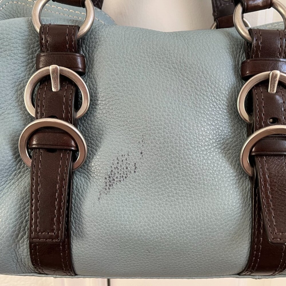 COACH ~ Blue/Brown F12334 Pebble Leather Chelsea Satchel w/ Silver Hardware - Picture 5 of 14